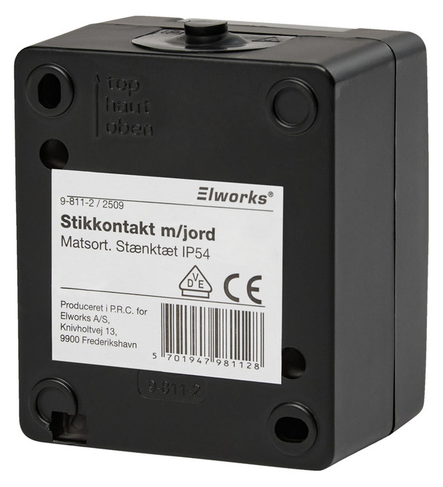 Stikkontakt m/jord matsort - Elworks
